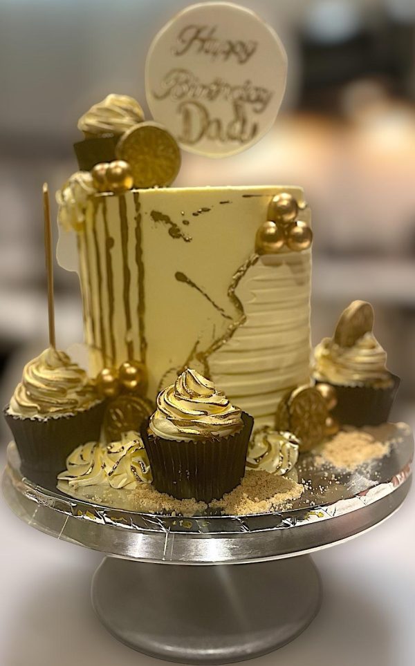 Elegant Gold Cake - Goldis Confectioneries