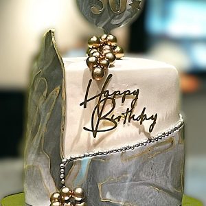 Marble Fondant Birthday Cake - Goldis Confectioneries